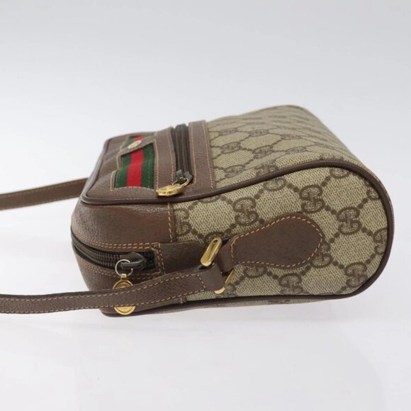 GUCCI GG Supreme Web Sherry Line Shoulder Bag PVC Beige Gold - Picture 5 of 16